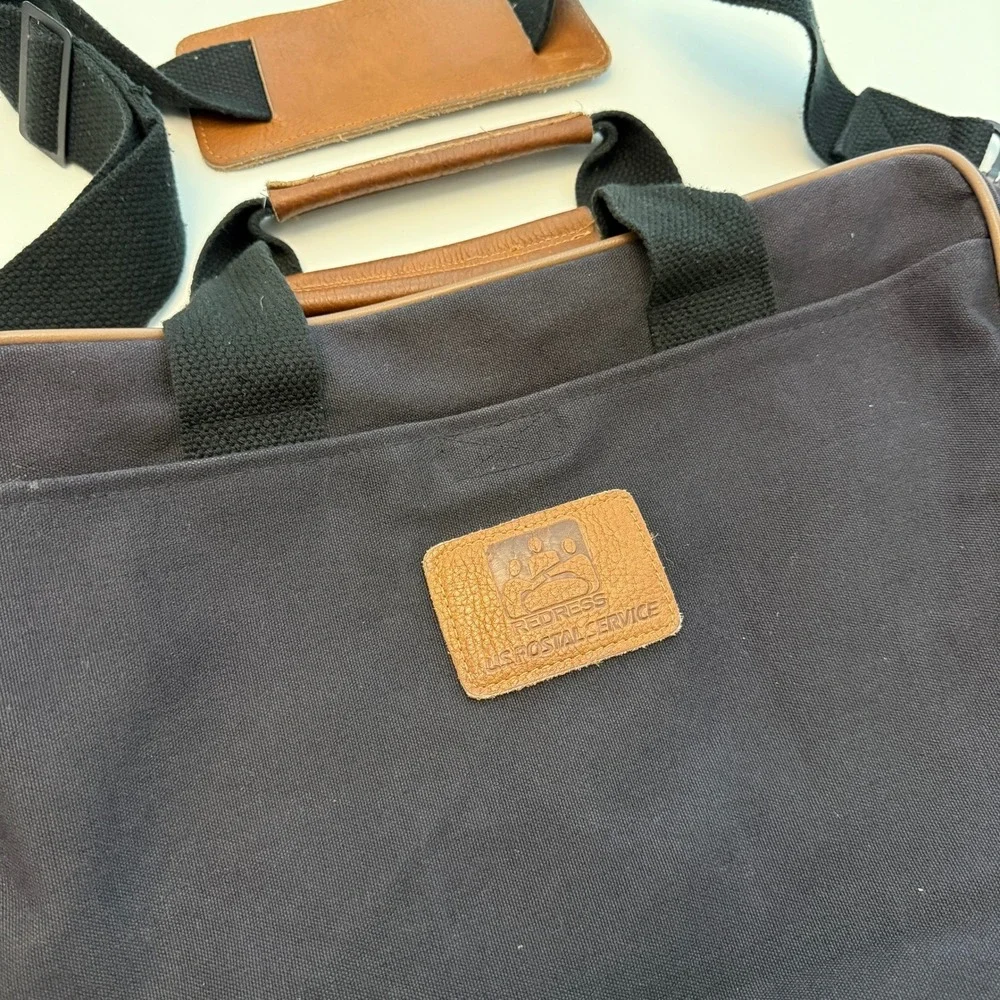 US Postal Service Navy Blue‎ Canvas Briefcase Messenger Bag OS